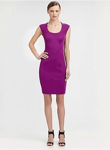 NUOVO ABITO MOSCHINO economico e chic jersey elasticizzato bodycon taglia 6 $595 viola