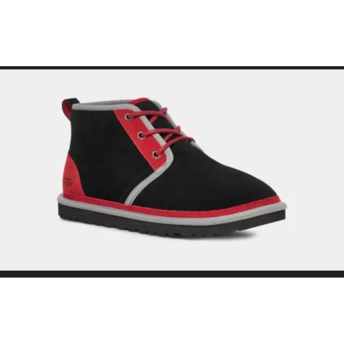 UGG Neumel Men Black Red Grey Suede Sheepskin Chukka Boots  display picture 2