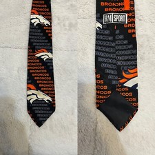 Vintage 90’s Ralph Marlin Tie Denver Broncos VI All over Print Silk Tie USA Made