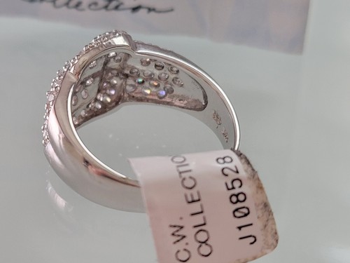 Charles Winston Pave Setting clear CZ sterling Silver Buckle Ring Size9 NWT - Picture 4 of 9