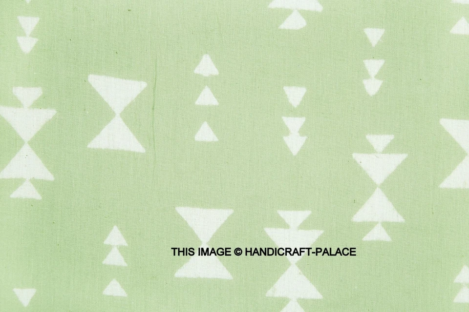 25 YARD NATURAL HAND BLOCK SEWING INDIAN SANGANERI PRINT COTTON FABRIC 44' - Image 2 of 3