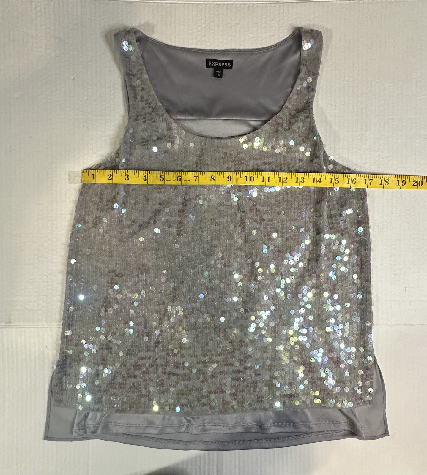Express Sequin Gray Tank Top Split Flowy Back Str… - image 5