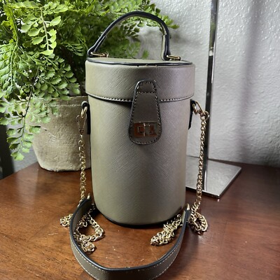 Deluxity Los Angeles Round Bucket Bag Short Handle Long Strap Gold Hardware