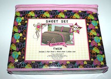TWIN BED SHEETSET PEACE AND LOVE COTTON RICH 3 PIECE SET BEDSHEET