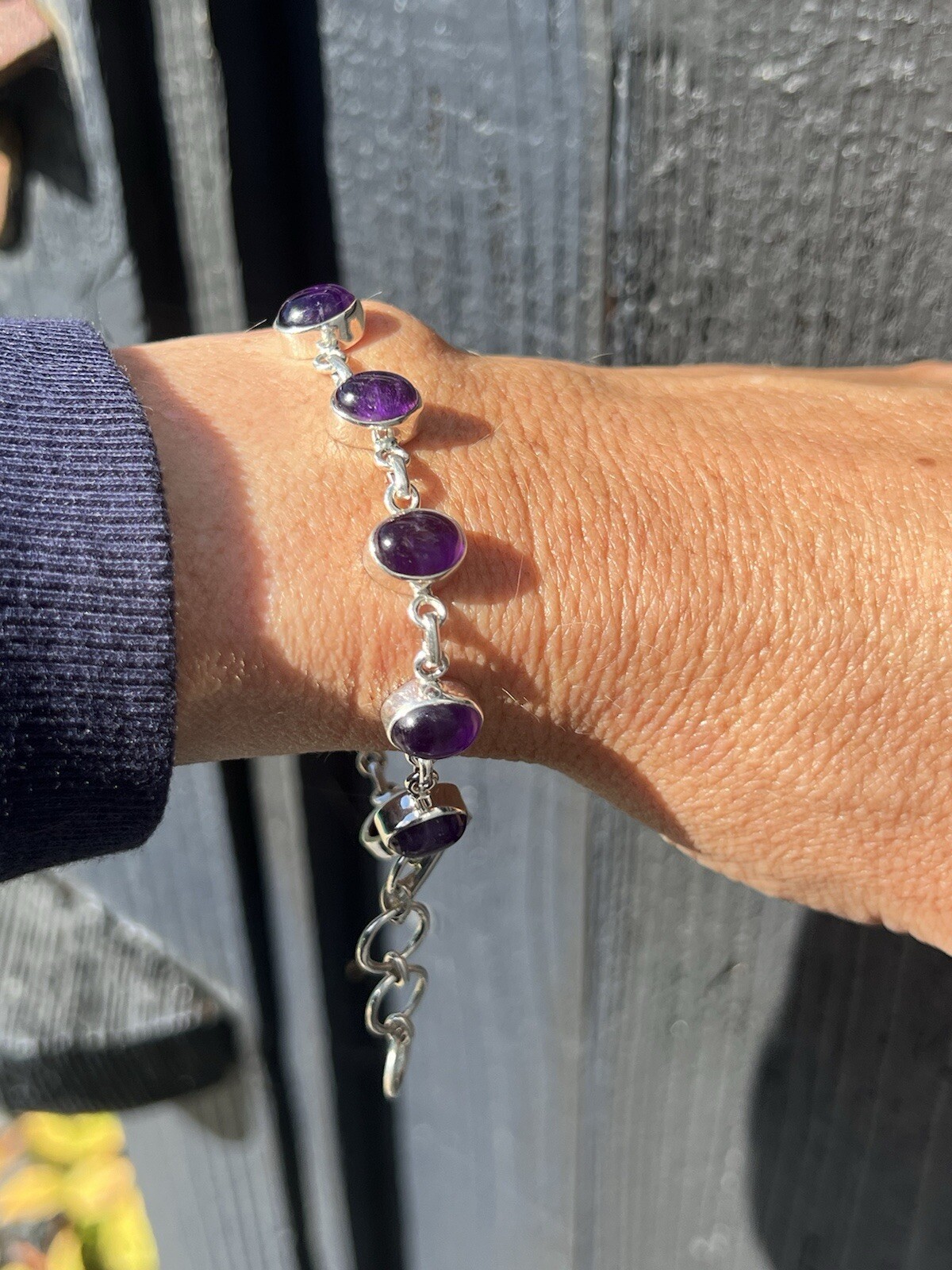 Amethyst Tennis Bracelet Adjustable solid Sterlin… - image 4
