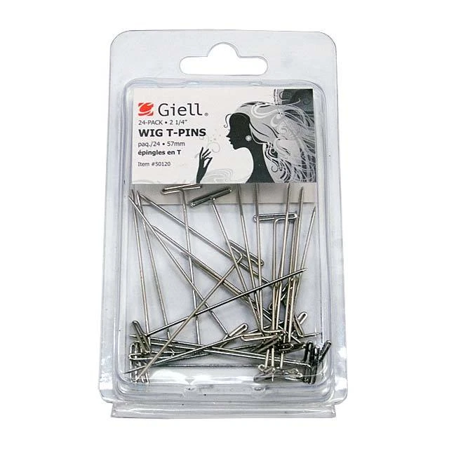 Giell Pack of 24 Styrofoam Foam Wig Head Metal T-Pins 2 1/4"
