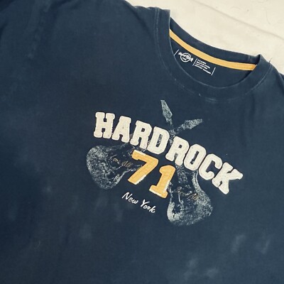 Hard Rock Cafe Raised Embroidery 71 T-shirt New York Blue Sz XXL Love All Serve