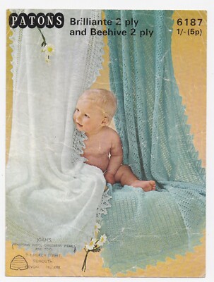 Vintage Baby Blankets designs ply Knitting Pattern Patons 6187 48