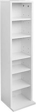 Image of DVD Storage Tower Rack CD Unit Shelf Organiser Wood Black/White