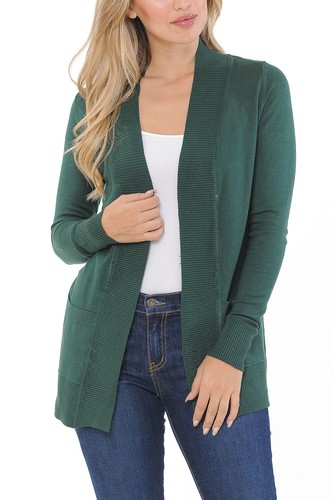 Women's Classic Casual Solid Open Front Sweater Knit Cardigan / Bolero - Picture 130 of 137