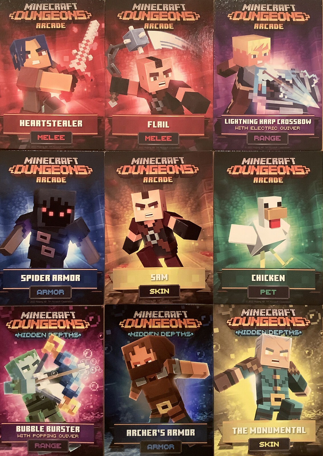 2021 Minecraft Dungeons Arcade Vending Cards Unique Foil Ender