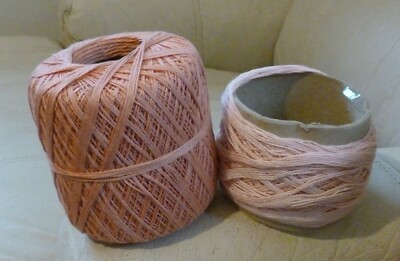 Unbranded Lot of 2 Crochet Thread in 2 shades of Peach LIGHT and BRTGHT