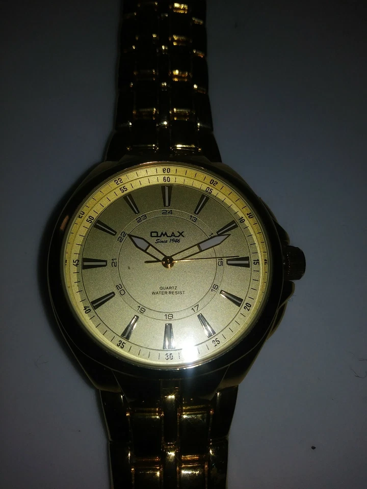 Reloj deportivo OMAX Designer impermeable acero inoxidable oro PLT para hombre caballeros HBJ981 Foto 2 de 3