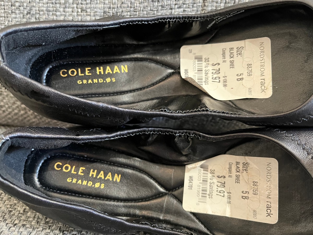 COLE HAAN GRAND. OS バレエシューズ 5B Cole Haan Grand OS Shoes Black Leather Ballet Flats