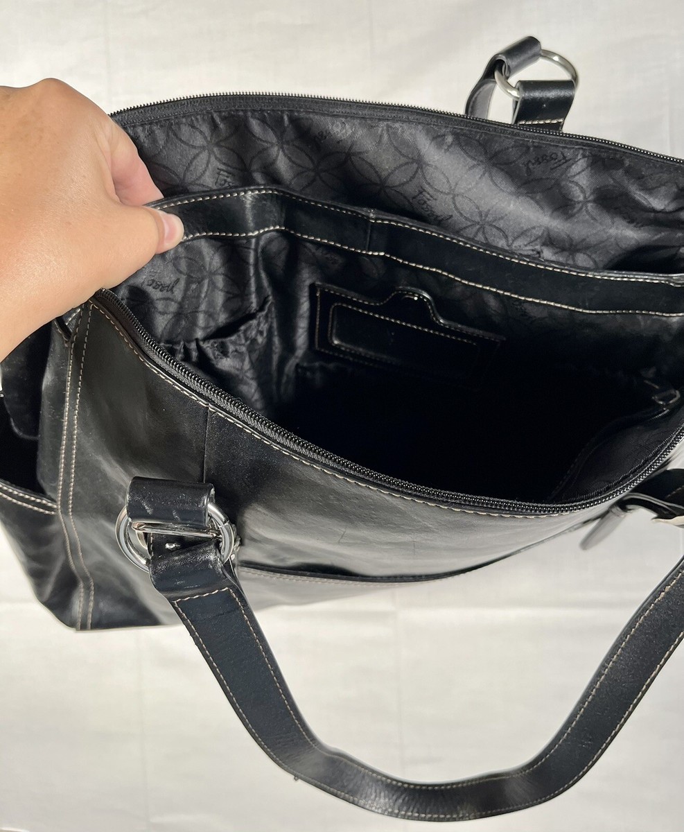 Fossil Genuine Leather Work, School, Laptop Bag Black ZB