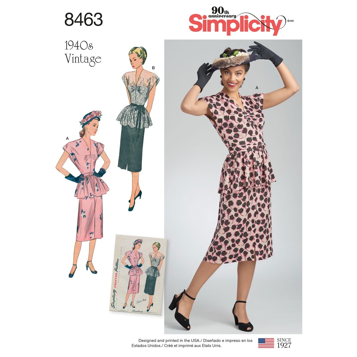 simplicity peplum dress pattern 1950's Simplicity Day Dress with two Skirts, Peplum, and Bow Detail Pattern - UC/FF