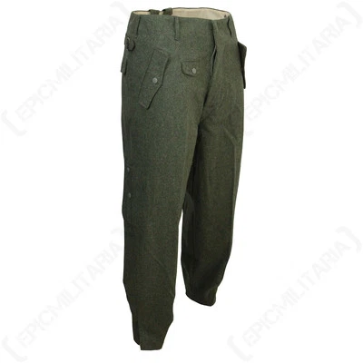 WW2 Pantaloni da Salto Grigio Campo Tedesco - Pantaloni Repro Paracadutisti Militari Uni XNH