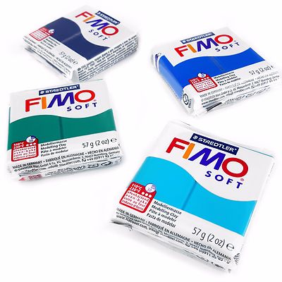 FIMO Soft Polymer Ofen Modelliermasse - 57g - 4er Set - Ozeanfarben