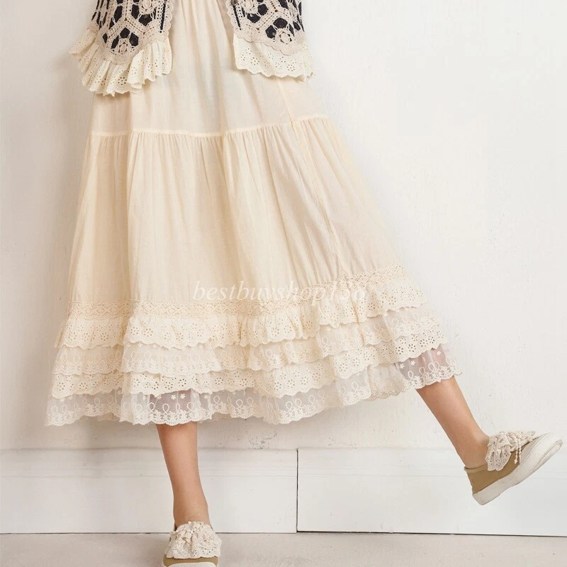 Falda/vestido de encaje extensor medio deslizamiento alargador bordado encaje ribete enagua Foto 3 de 4