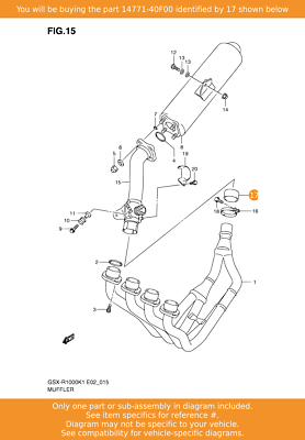 SUZUKI GSXR 1000 K1 K2 K3 K4 EXHAUST REPAIR GASKET 14771-40F00 for  