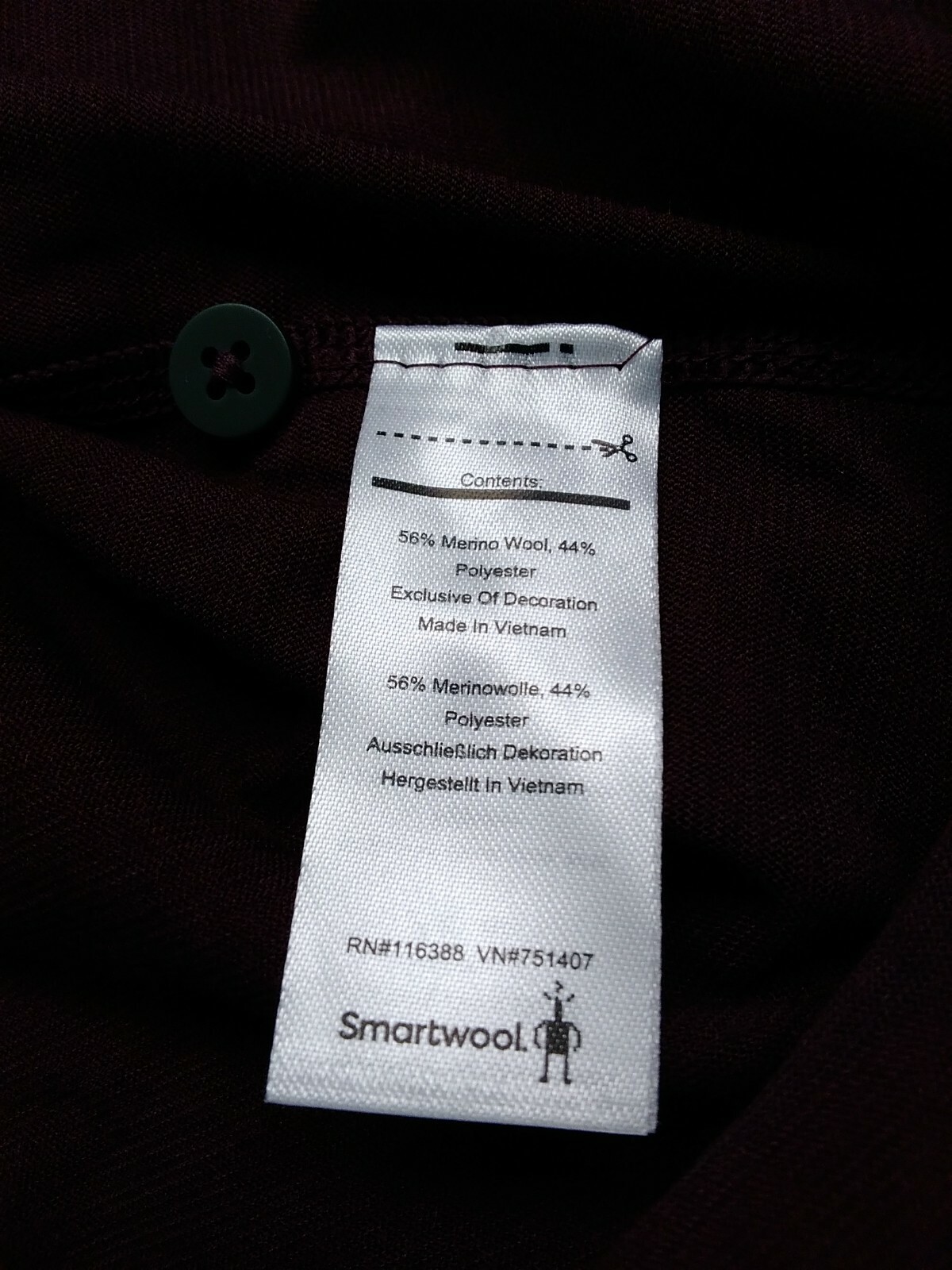 Smartwool Men Merino Sport 150 Long Sleeve Henley Sage/Brown Medium 17345-H93