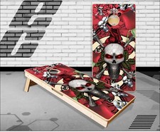 Skull Roses Cornhole Boards Bean Bag Toss Game