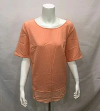 Joan Rivers Womens Pullover Double Layer Short Sleeves Stretch Top Peach Size 4 