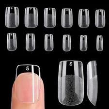  Short Square Nails - Pre-buff Matte Gel x Nail Tips Short B-Short Square