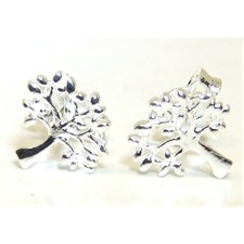 Tree Symbol of life Stud Earrings in 14K White Gold Plated 925 Sterling Silver