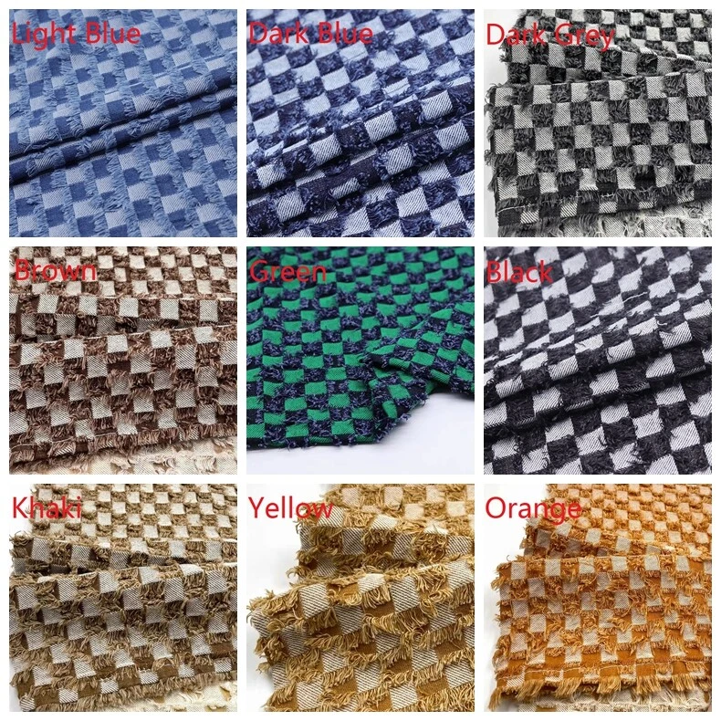 Tela de mezclilla a cuadros rasgados de 10 oz por metro para material de fabricación de ropa de jeans hágalo usted mismo Foto 2 de 4