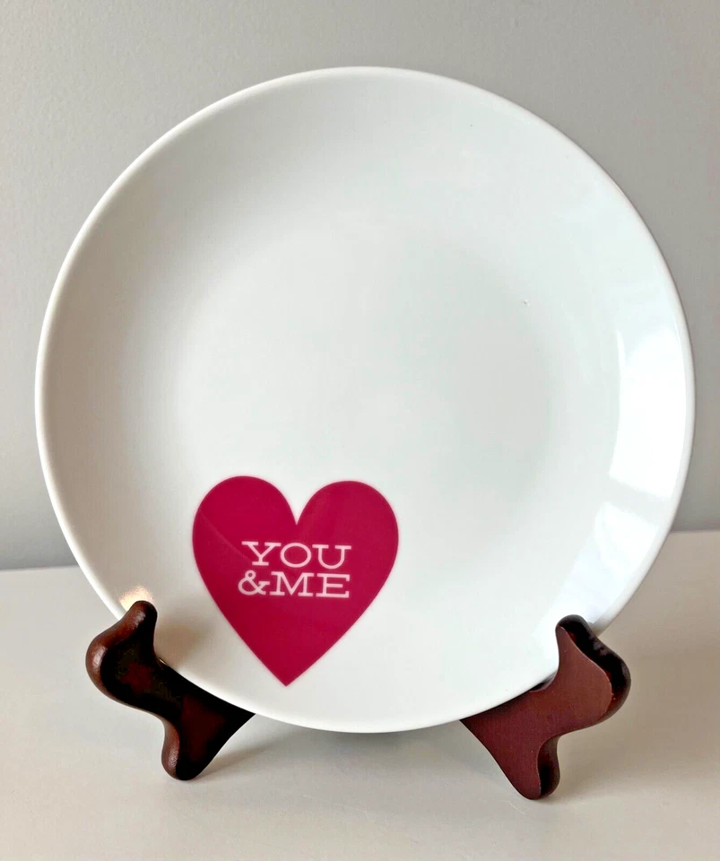 4 CRATE & BARREL Love Heart Valentines Anniversary 6.5" Tidbit Dessert Plates - Image 4 of 4