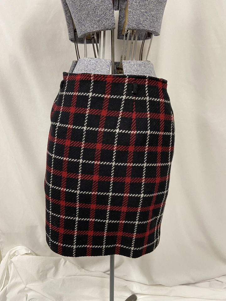 Falda a Cuadros Talla Pequeña 4P Lana 30X20 Recta Forrada a Lápiz De Colección Rena Rowen Foto 3 de 4