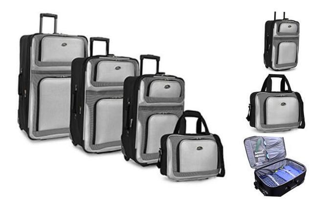 New Yorker Lightweight Softside Expandable 4-Piece Set (15/21/25/29) Grey