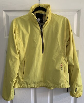 Didriksons Golf Jacket Lightweight Anorak Mesh Lined Yellow Size 38 UK 12 Bright
