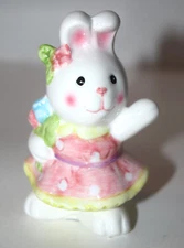Dolomite Easter Springtime Rabbit in Pink Dress Ceramic figurine
