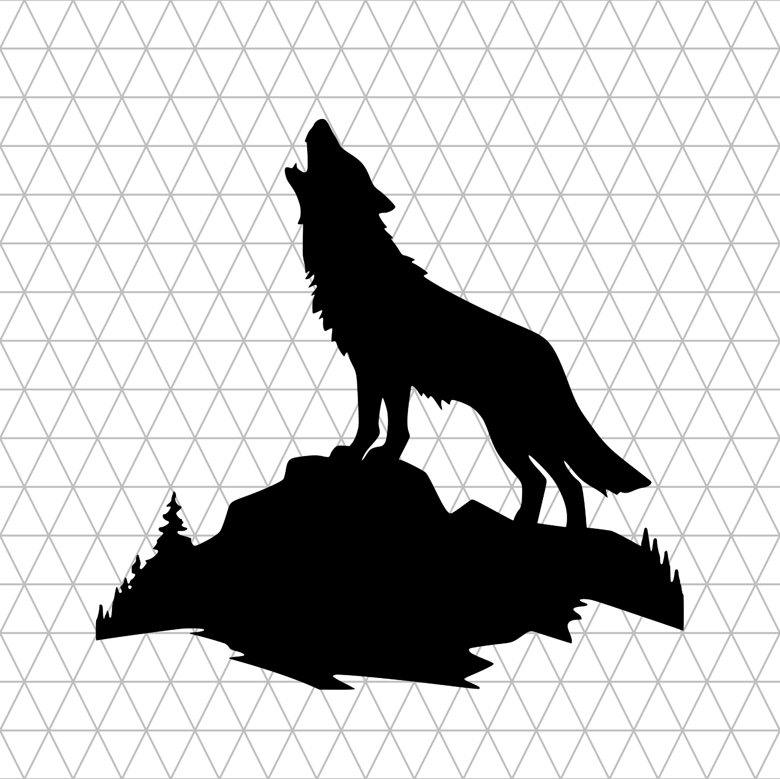 Howling Wolf SVG Vector Clipart Design Silhouette For Vinyl Decal Sticker