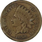 1859 Indian Head Cent F Fine Penny 1c Coin SKU:I27004
