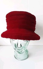 Accessorise Velvet Bucket Hat Vintage 20s Style Cherry Red Burgundy Winter 