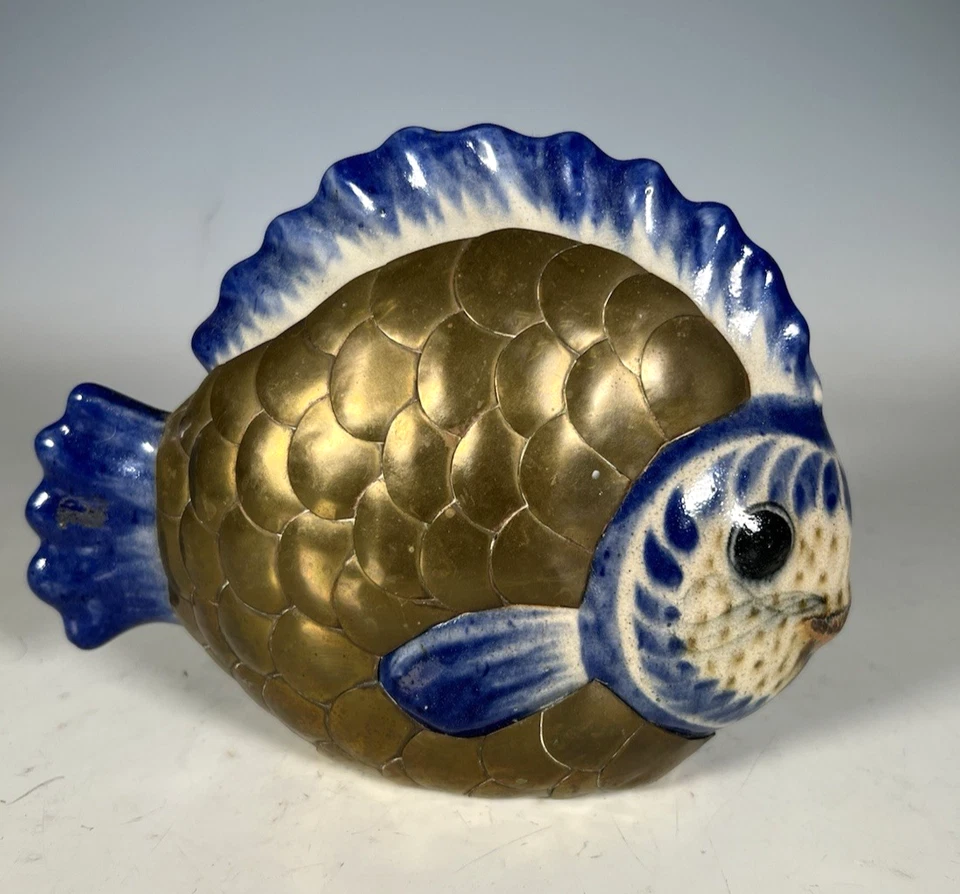 VICTOR ALEXANDER  Handarbeit Fisch Messing Keramik - Bild 4 von 4