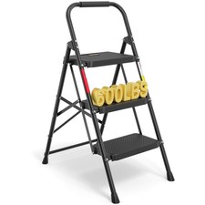 BONTEC 3 marches échelle, tabouret pliant, 3 marches, charge maximale 600 lbs, noir 