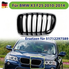 F�r BMW X3 F25 X4 F26 14-16 Grill Einzelsteg Nieren K�hlergrill Chrome + Schwarz