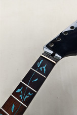 22 frets Maple electric guitar neck Rosewood blue Tree of life inlay black gloss