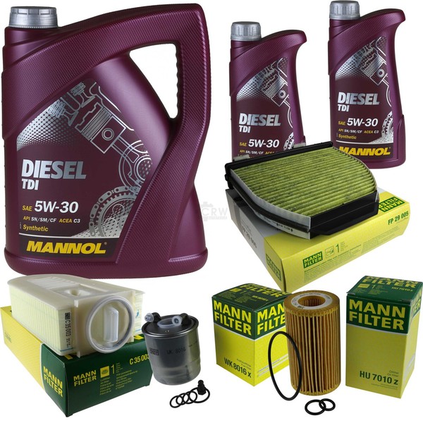MANN-FILTER Inspektionspaket Mannol 7L Diesel Tdi 5W-30 FüR Mercedes C-Klasse-image