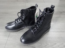 M&S MARKS & SPENCER BLACK LEATHER ANKLE BOOTS UK SIZE 4 STANDARD FIT