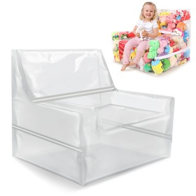 25-inch Clear Bean Bag Chair Cover (No Filler) for Stuffed Animal Storage, 3 ...
