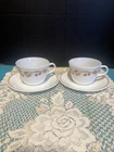 Vintage Pyrex/Corelle Harvest Home Milk Glass Coffee Tea Cup/Saucer 6 oz 2 Sets