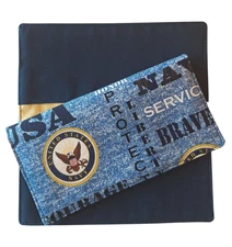 Cotton Fabric US Navy Checkbook Cover