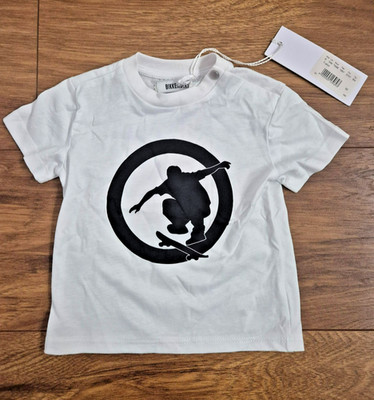 Bikkembergs Baby T Shirt White Skater Top Skateboarding SK8 Design Age 6 Months