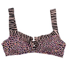 Sanctuary Swim Women's V-Wire Swimsuit Bikini Top Bathing Suit Animal Print L