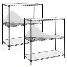 Black 3-Tier Carbon Steel Wire Garage Storage Shelving Unit, NSF Certified (2-Pa